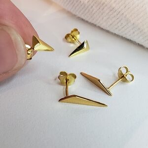 Gold Triangle Stud Earrings Set